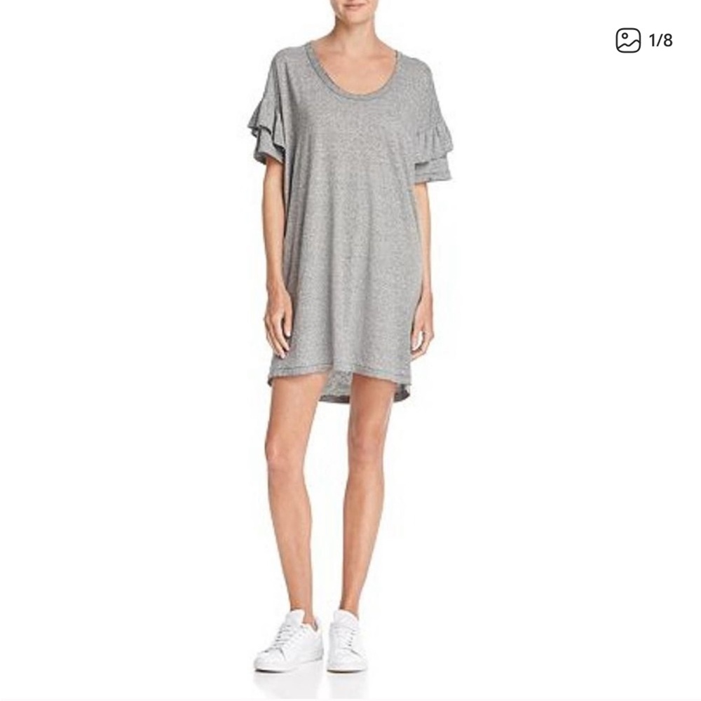 Current Elliot Gray Ruffle T-shirt Dress (Roadie)